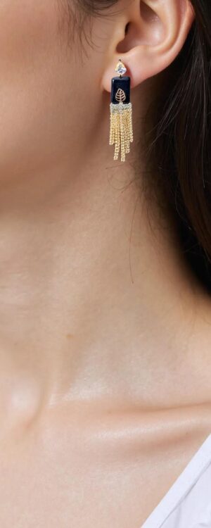 Elegant Black & Gold Dangle Earrings – A Timeless Statement Piece
