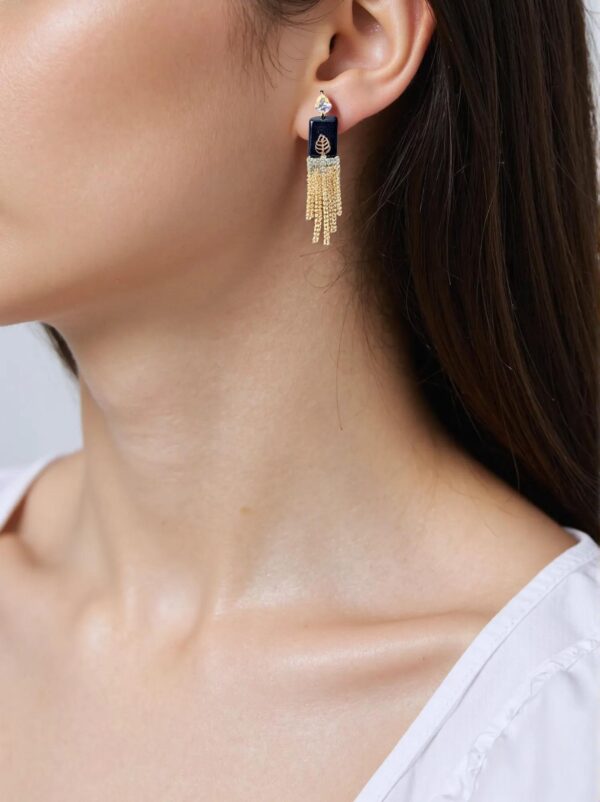 Elegant Black & Gold Dangle Earrings – A Timeless Statement Piece