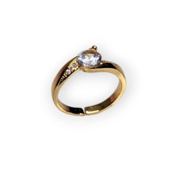 Timeless Gold & White Zircon Adjustable Ring – Classic Elegance