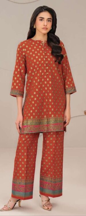 Limelight 2-Piece Unstitched Suit – Rust Gold Paste Print | Summer 2025
